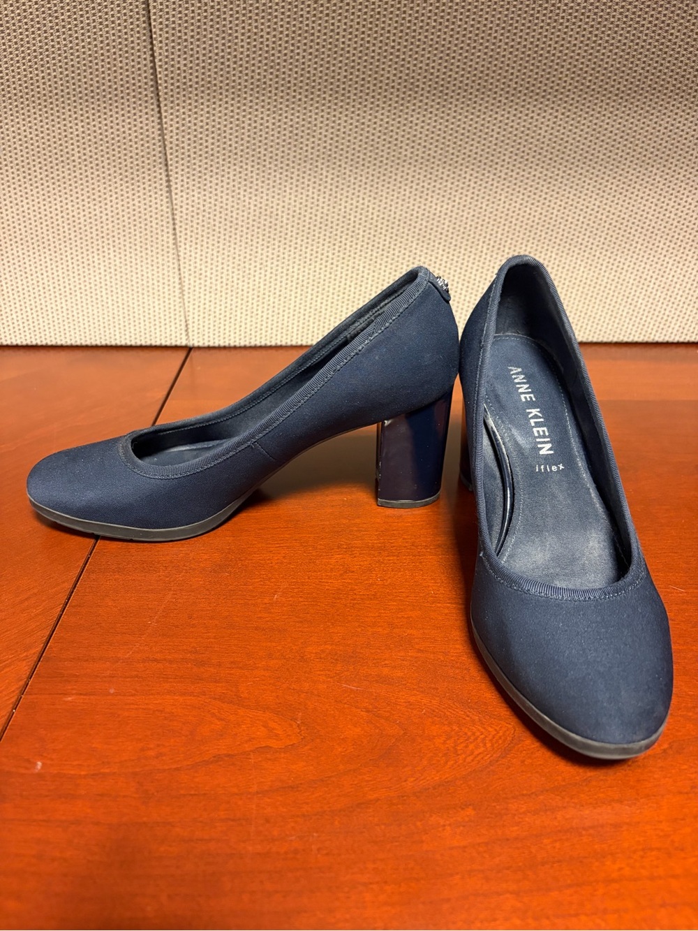 Anne Klein Navy Block Heel Pumps - Classic Women's Dress Shoes
